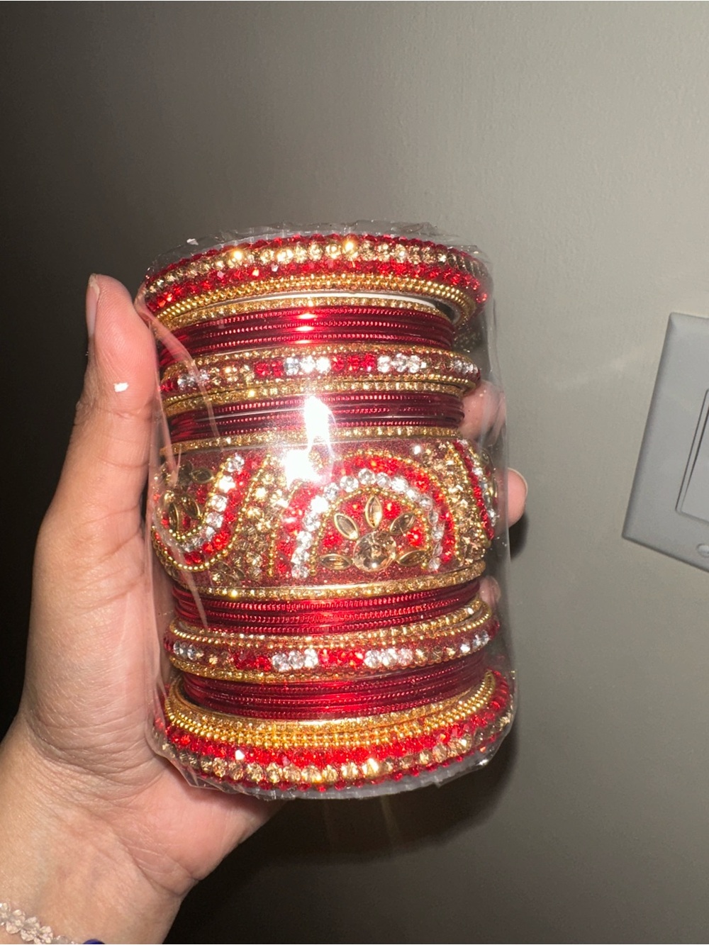 Red and Gold Indian Bridal Bangles Stack